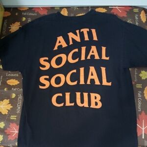Anti Social Social Club Black Tee with Orange Print